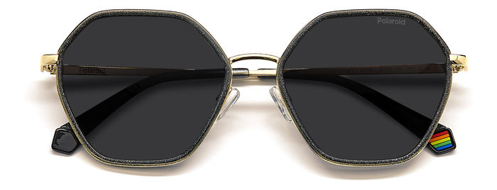 Polaroid Ladies Metal Hexagonal Sunglasses